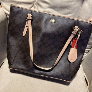 Coach Signature Brown and Tan Tote